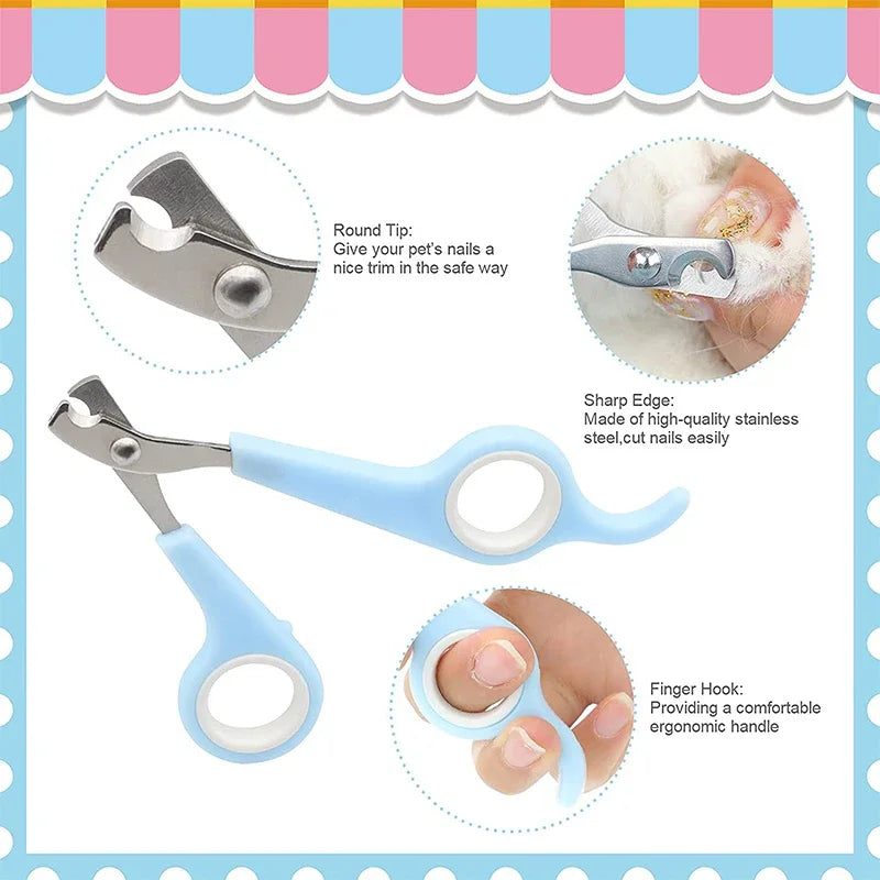 4-Piece Rabbit Grooming Kit (Travel set) – Nail Clippers, Tear Stain Comb, Silicone Bath Brush & Fur Roller for Small Pets