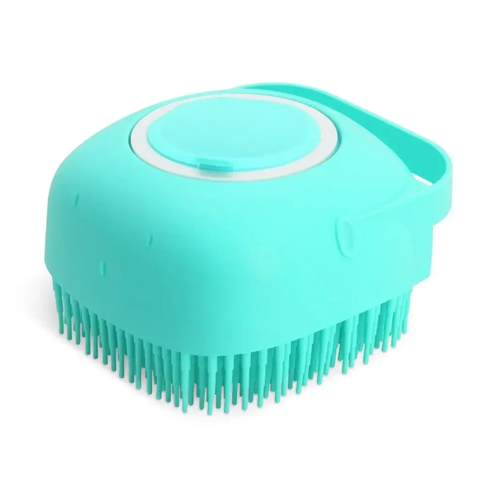 Silicone Pet Bath & Massage Brush – 2-in-1 Shampoo Dispenser & Grooming Scrubber (80ml)