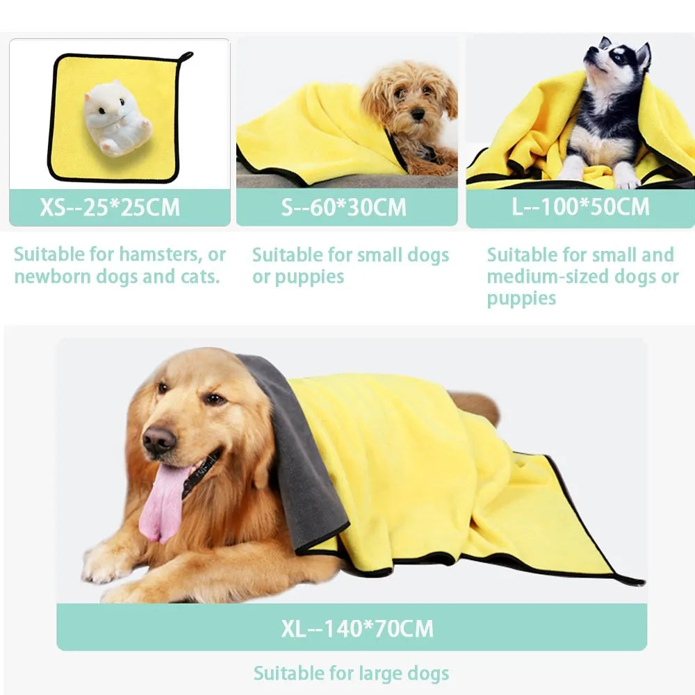 Quick-Dry Pet Towel – Super Absorbent Soft Fiber Bath Towel for Dogs & Cats
