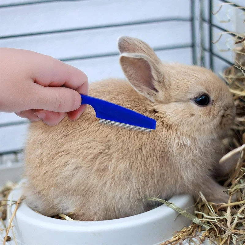 4-Piece Rabbit Grooming Kit (Travel set) – Nail Clippers, Tear Stain Comb, Silicone Bath Brush & Fur Roller for Small Pets