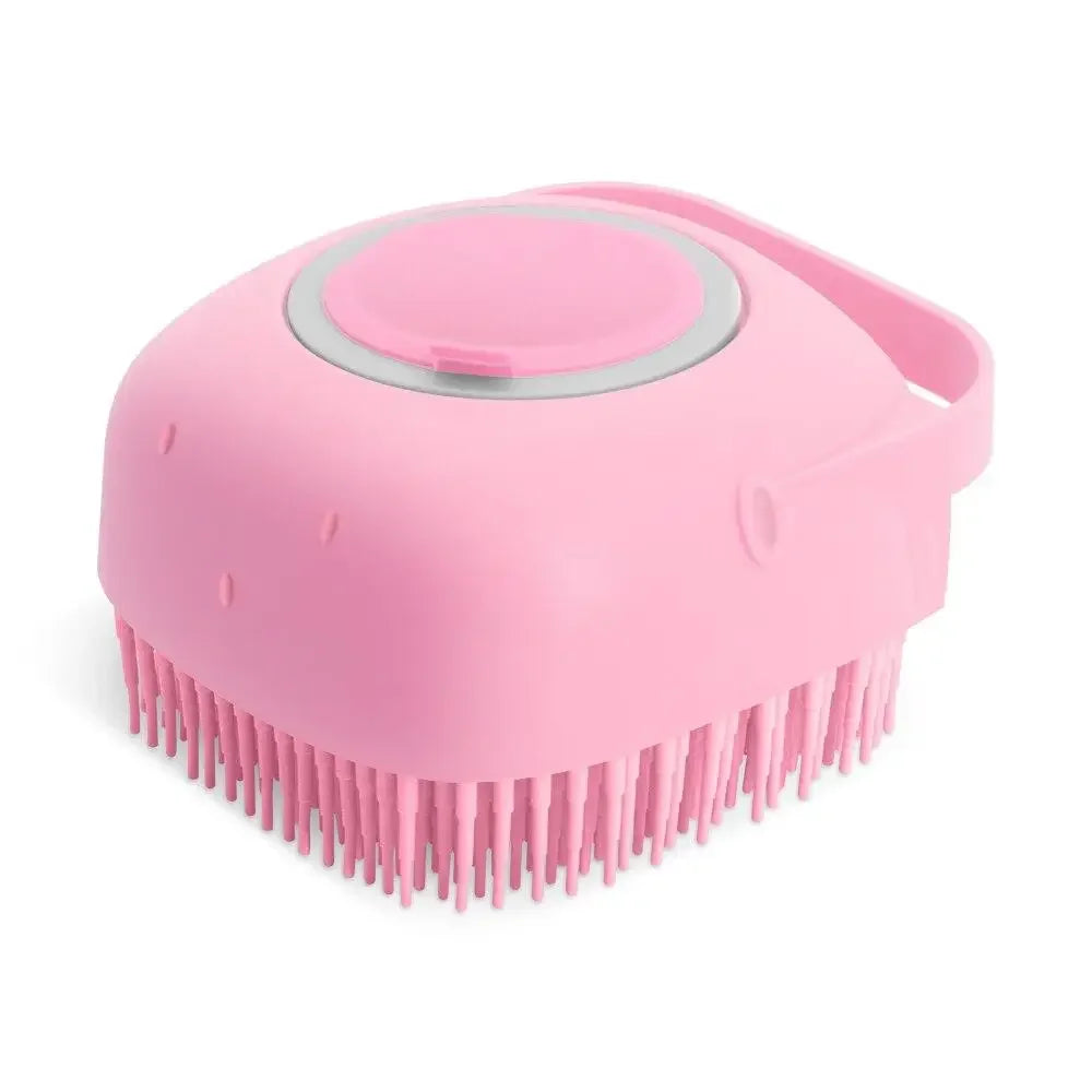Silicone Pet Bath & Massage Brush – 2-in-1 Shampoo Dispenser & Grooming Scrubber (80ml)