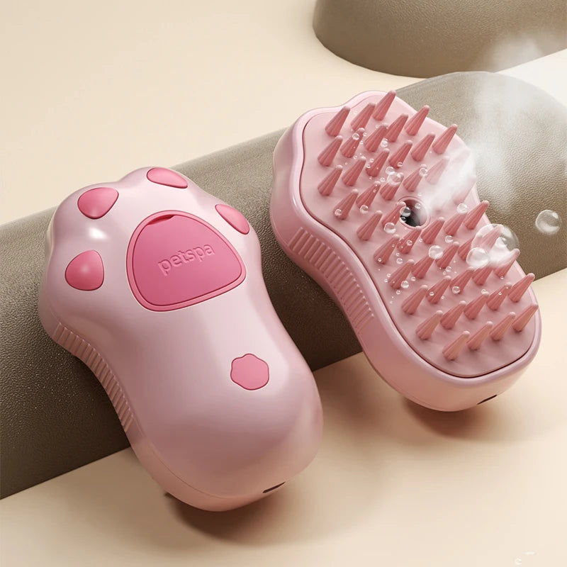 Travel-friendly 3-in-1 Electric Steam Pet Brush – Grooming, De-shedding & Massaging Tool for Dogs & Cats