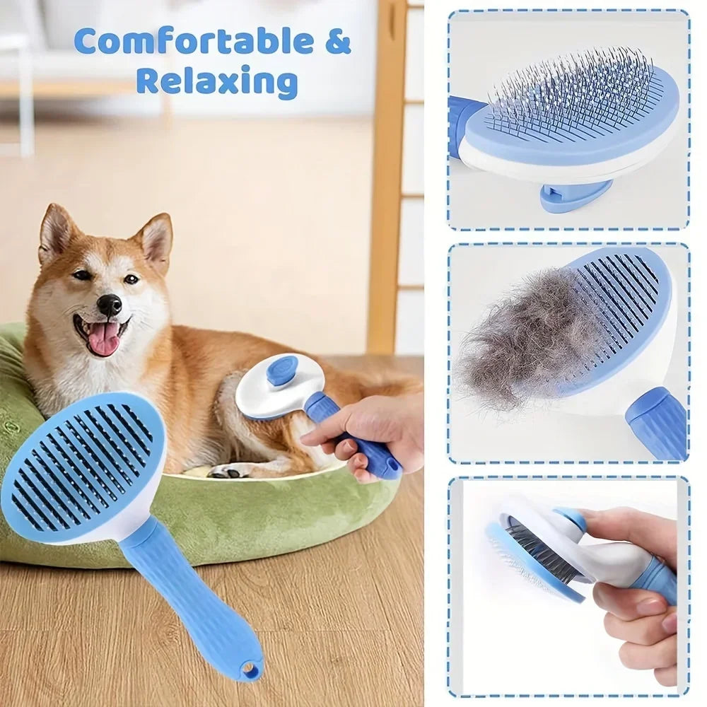 9 Pieces/pet Travel Grooming Kit Includes Hair Removal Brush, Flea Brush, Bath Brush, Nail Clipper and Toothbrush, Storage Bag