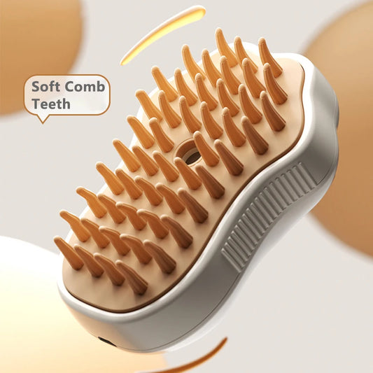 Travel-friendly 3-in-1 Electric Steam Pet Brush – Grooming, De-shedding & Massaging Tool for Dogs & Cats