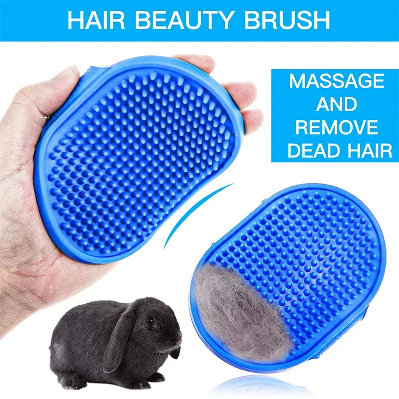 4-Piece Rabbit Grooming Kit (Travel set) – Nail Clippers, Tear Stain Comb, Silicone Bath Brush & Fur Roller for Small Pets