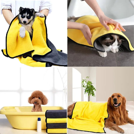 Quick-Dry Pet Towel – Super Absorbent Soft Fiber Bath Towel for Dogs & Cats